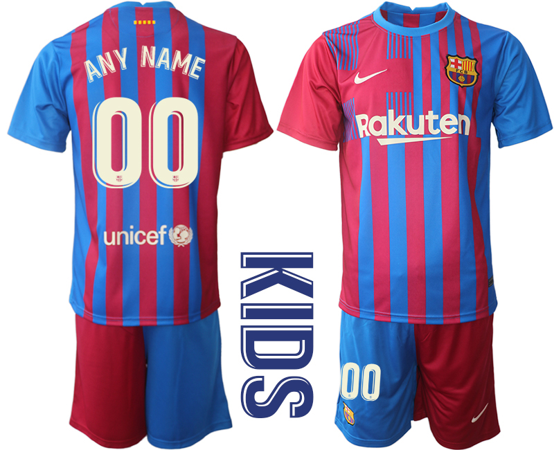 Youth 2021-2022 Club Barcelona home red customized Nike Soccer Jerseys->->Custom Jersey